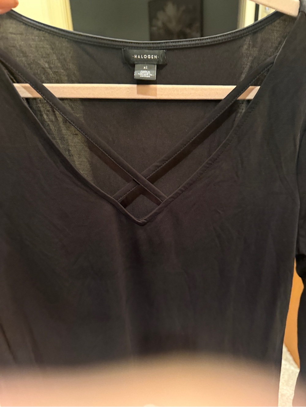 Halogen Black Crisscross V-Neck Top